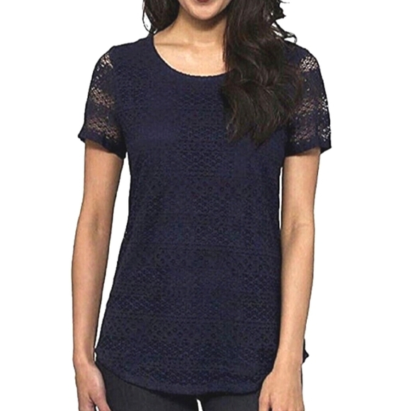 Leo & Nicole Tops - Leo&Nicole Lace Overlay Top SzXXL